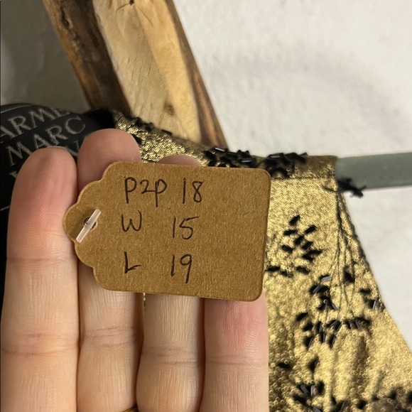 Carmen Marc Valvo Gold and Black Beaded Sleeveless Top Vest S/M - Picture 9 of 9